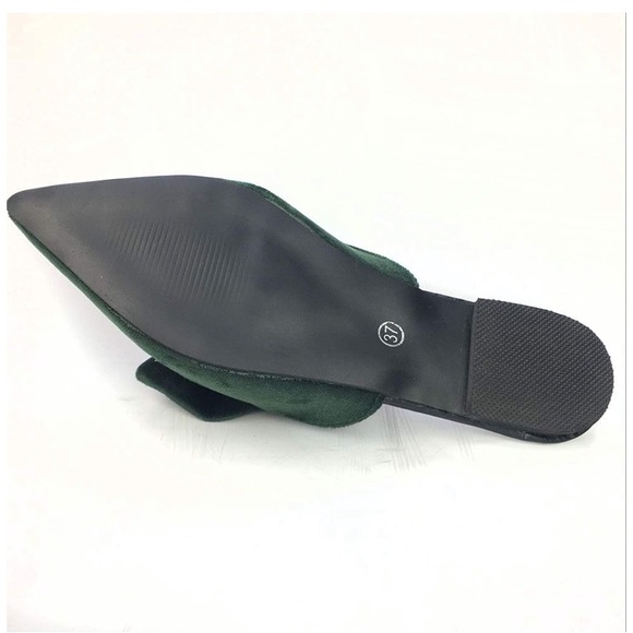 POINTY MULE VELVET GREEN BOW WOMANS FLAT SHOE *NWT - Picture 6 of 6